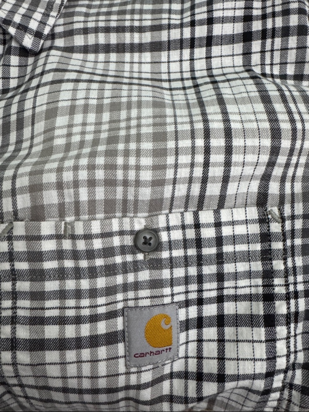 Carhartt Shirt Mens Size 2XL Gray Plaid Relaxed Fit Short Sleeve Button Front - Picture 3 of 11